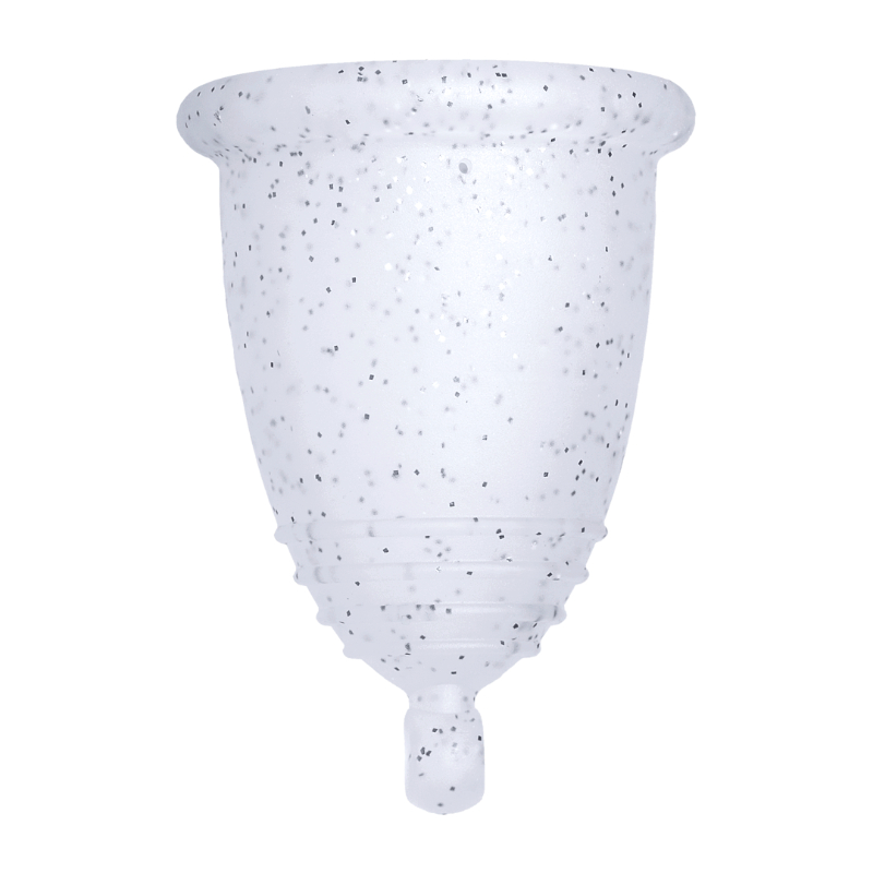 Me Luna® Menstruatiecup | Soft | L | Zilveren glitters | met Balletje