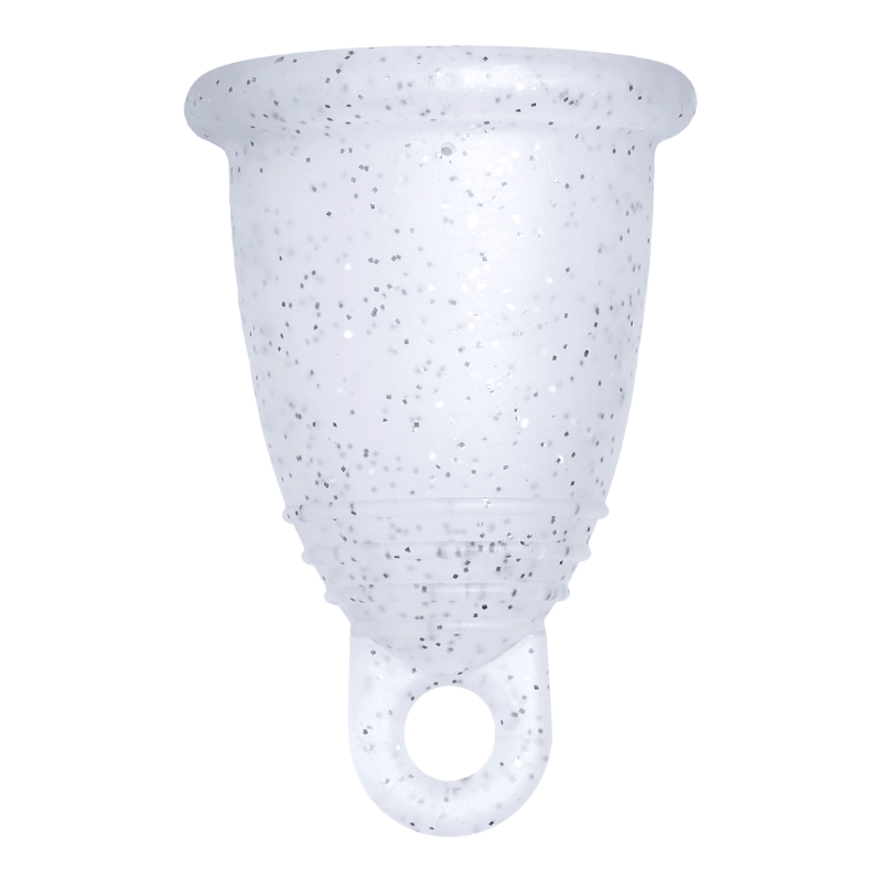 Me Luna® Menstruatiecup | Soft | L | Zilveren glitters | met Ring