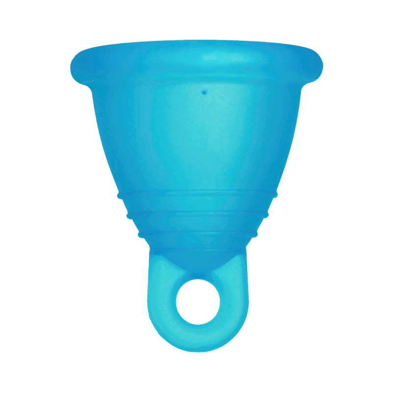 Me Luna® Menstruatiecup | Soft | Shorty L | Cyaan | met Ring