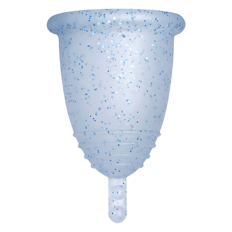 Me Luna® Menstruatiecup | Classic | M | Blauwe glitters | met Steeltje