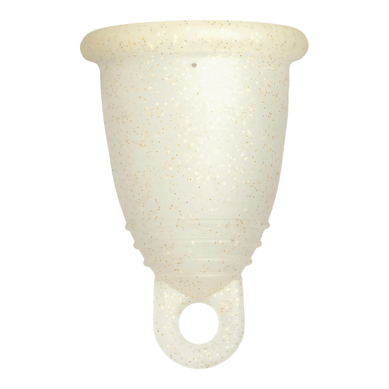 Me Luna® Menstruatiecup | Sport | M | Gouden glitters | met Ring