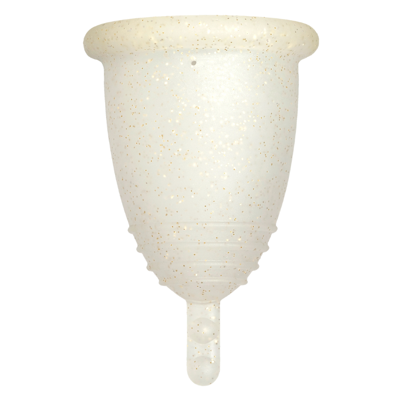 Me Luna® Menstruatiecup | Sport | M | Gouden glitters | met Steeltje