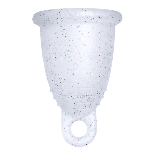 [4260554381215] Me Luna® Menstruatiecup | Soft | S | Zilveren glitters | met Ring