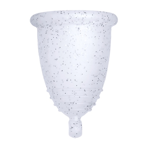 [4260554381260] Me Luna® Menstruatiecup | Soft | L | Zilveren glitters | met Balletje