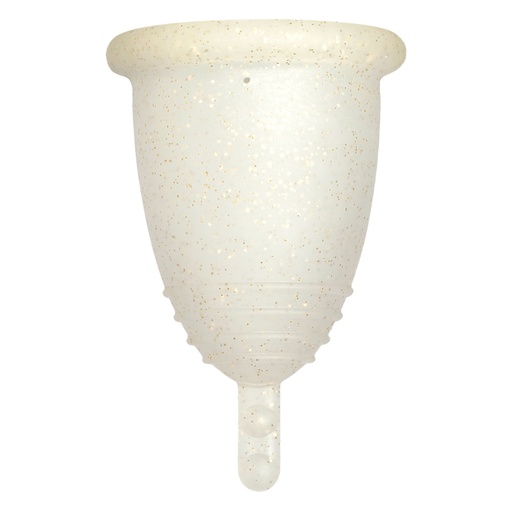 [4260554381505] Me Luna® Menstruatiecup | Sport | S | Gouden glitters | met Steeltje